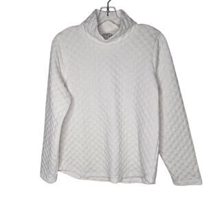 J. Crew Factory Ivory Quilted Mockneck Pullover Sweater top Womens Size Sm